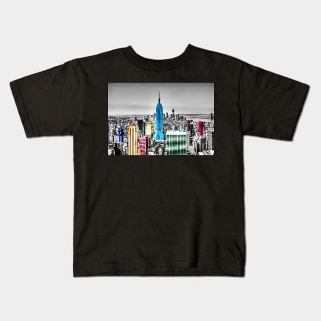 Empire State Building, Downtown Manhattan, New York City Kids T-Shirt by tommysphotos